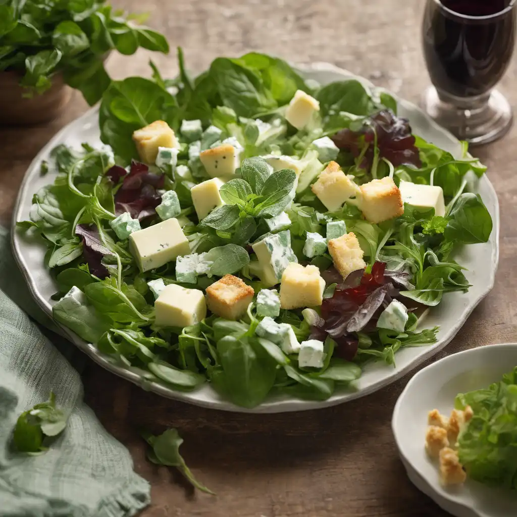 Minty Green Salad with Minas Cheese Croutons