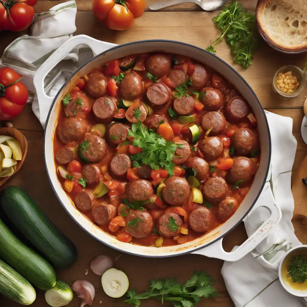 Casserole of Sausage, Zucchini, and Tomato