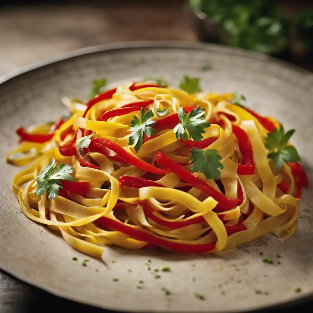 Yellow and Red Pepper Fettuccine with Coriander