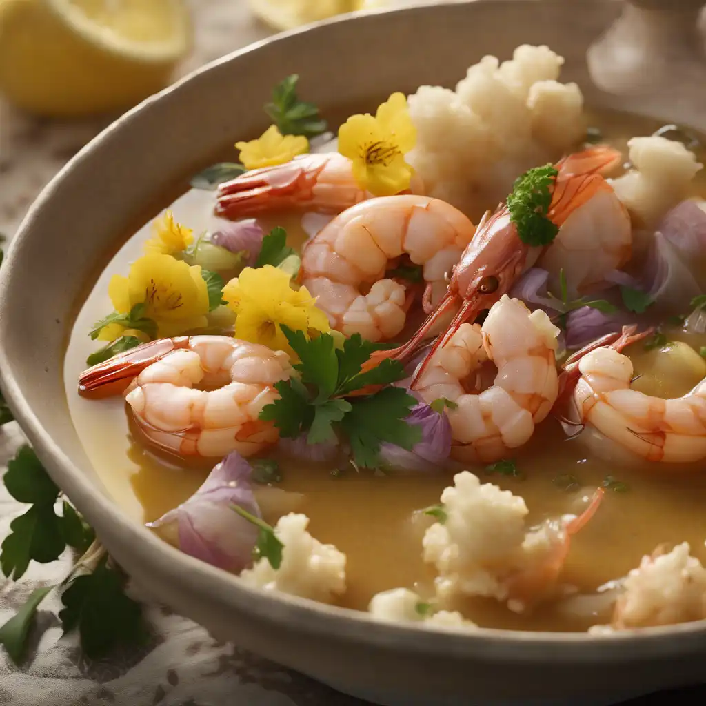 Braised Veal with Shrimp, Cauliflower Blossoms, and Lemon