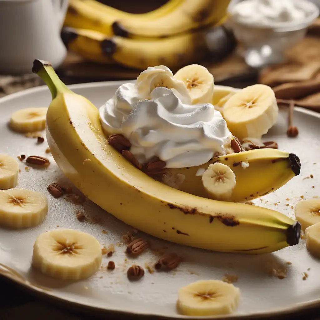 Roasted Banana with Whipped Cream