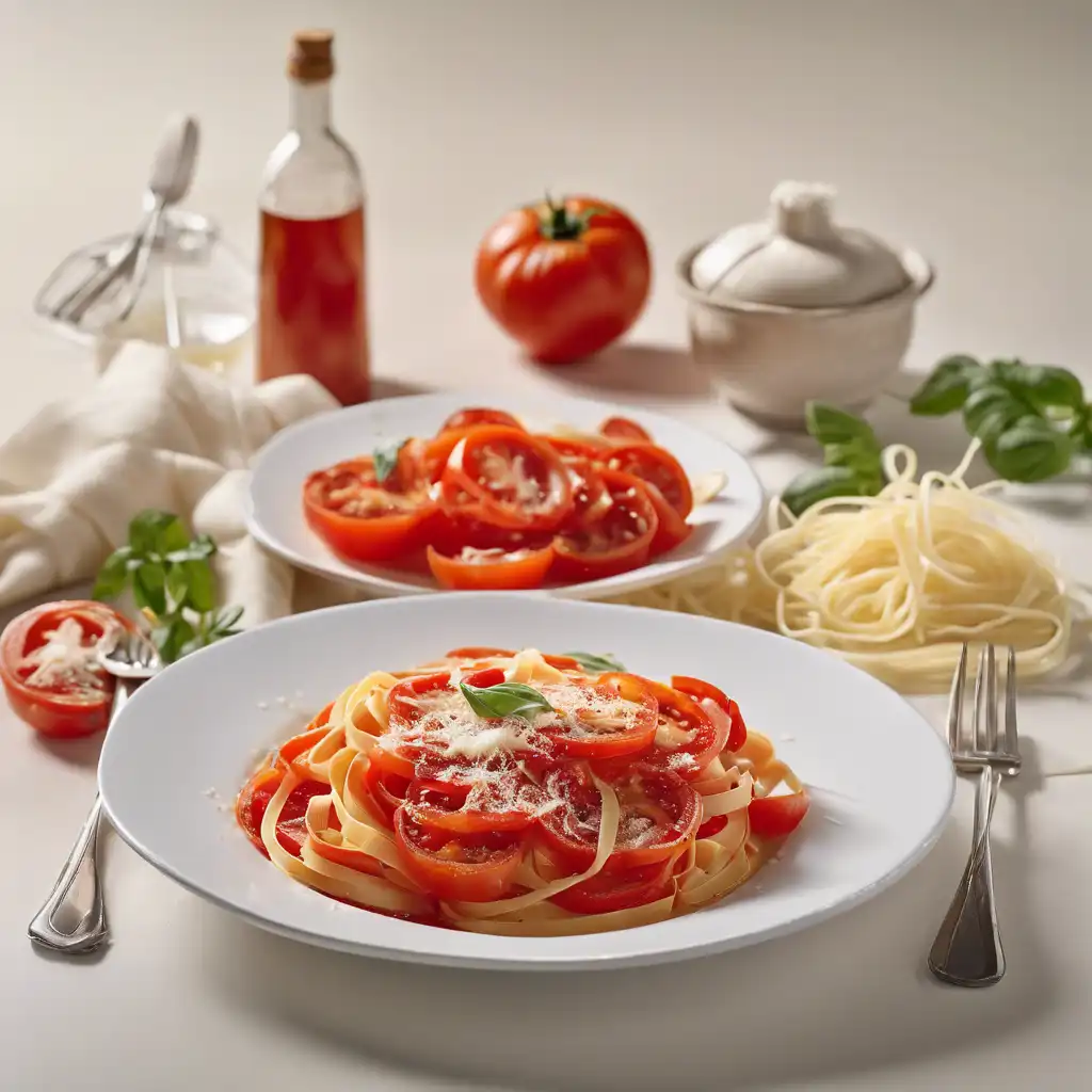 Tomato and Garlic Fettuccine with Parmesan Cheese