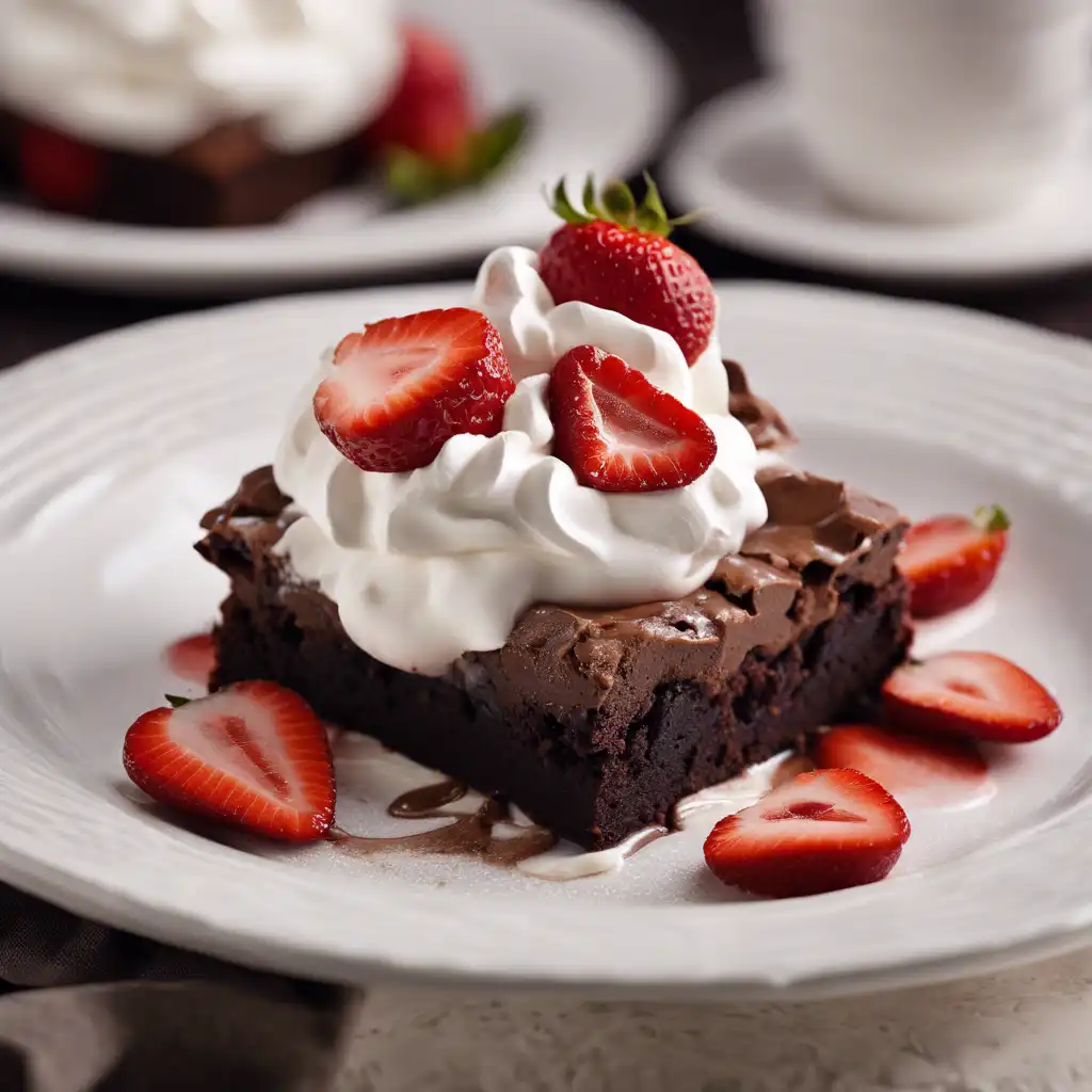 Strawberry Brownie with Whipped Cream