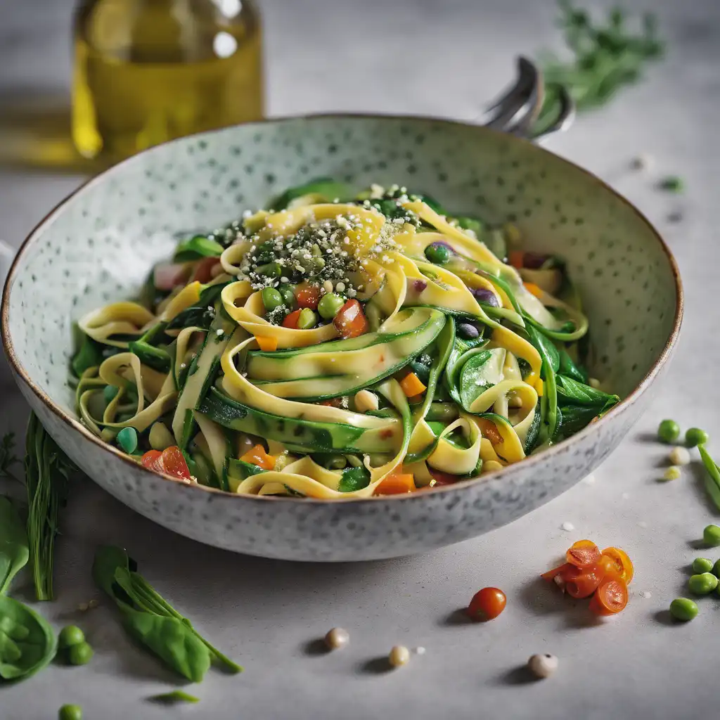 Spinach and Vegetable Fettuccine with Mustard Seeds