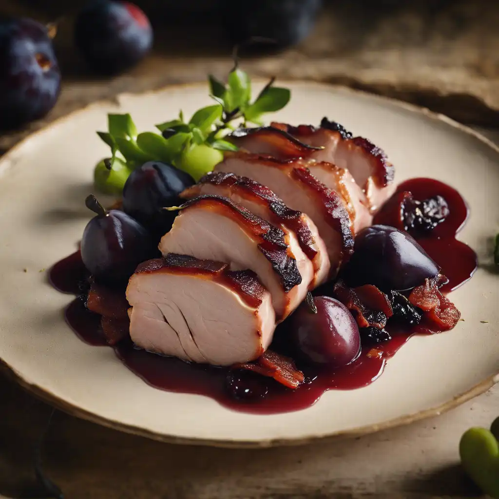 Pork Loin with Black Plums and Bacon