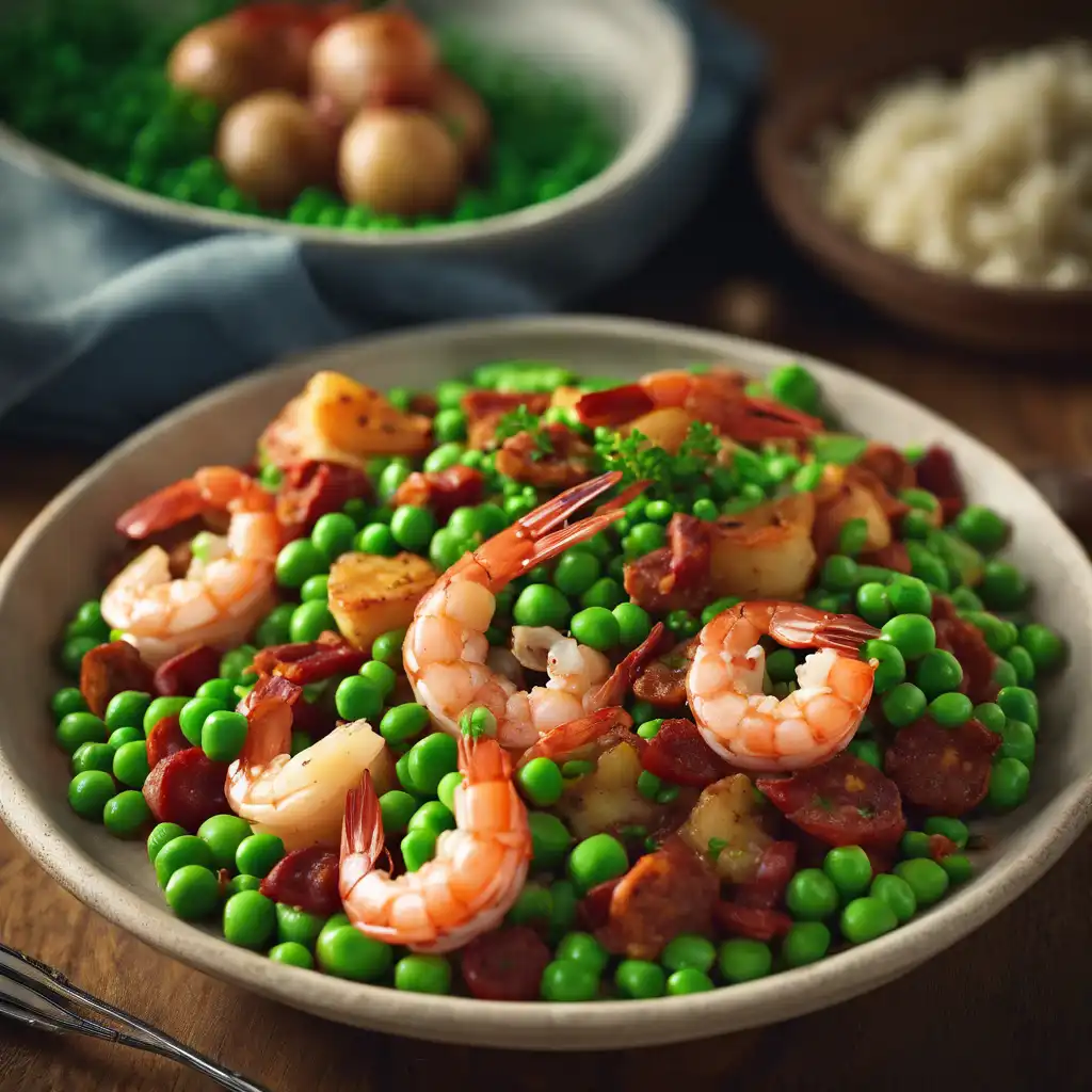 Shrimp with Peas and Chorizo