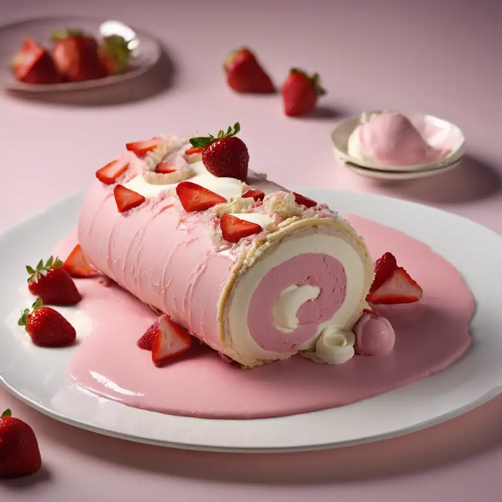 Roulade Cake with Strawberry Ice Cream