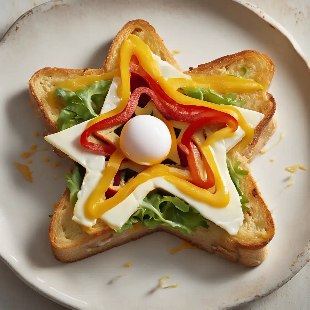 Star-Shaped Open Sandwich with Egg