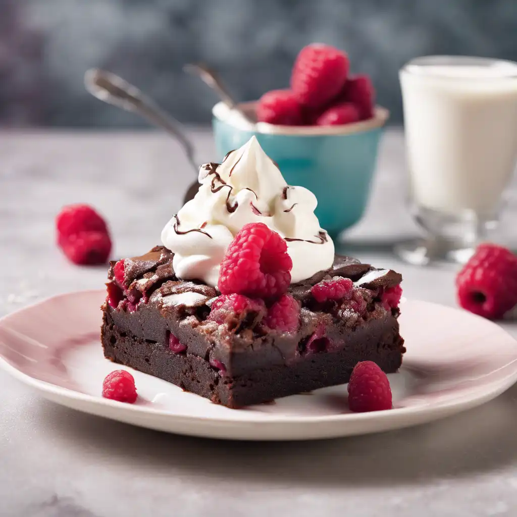 Raspberry Brownie with Whipped Cream