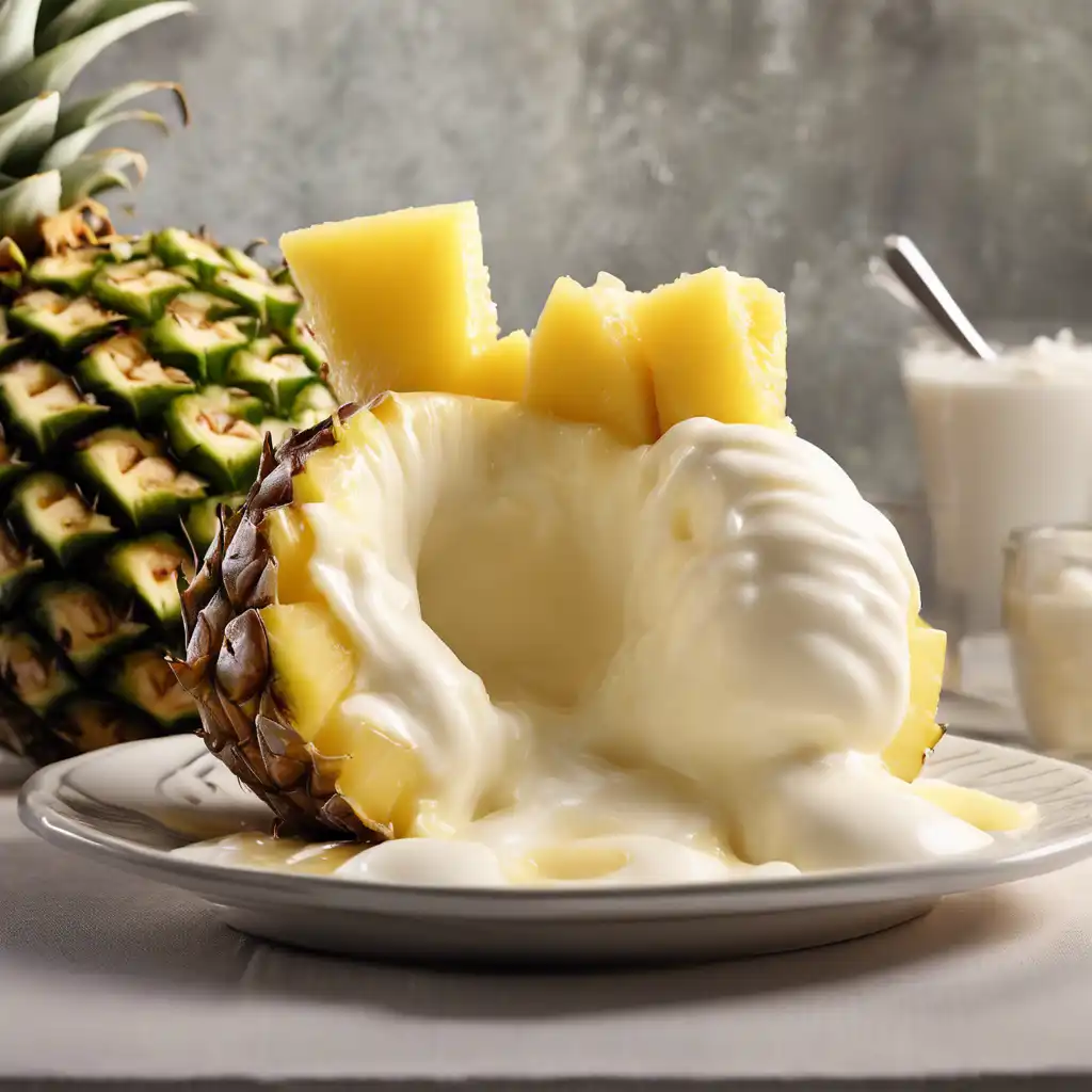 Pineapple Filled with Cream and Sugar