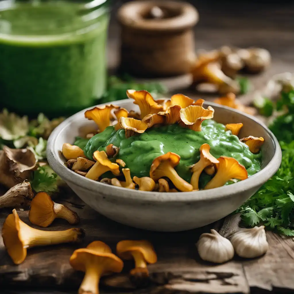 Chanterelle Mushrooms with Green Sauce