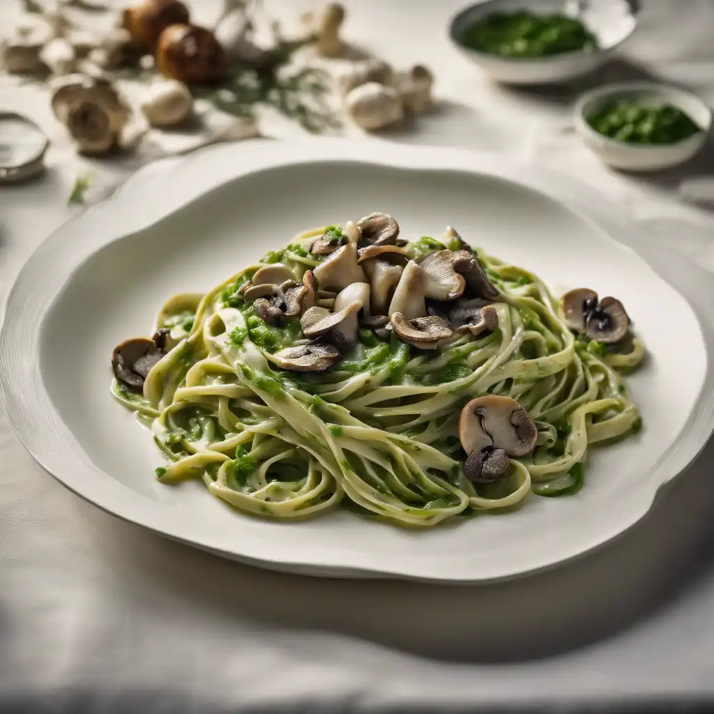 Green Fettuccine with Dried Mushroom