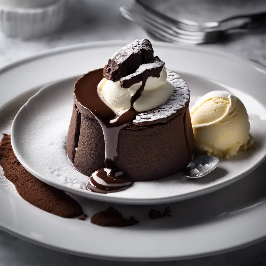 Chocolate Soufflé with Ice Cream