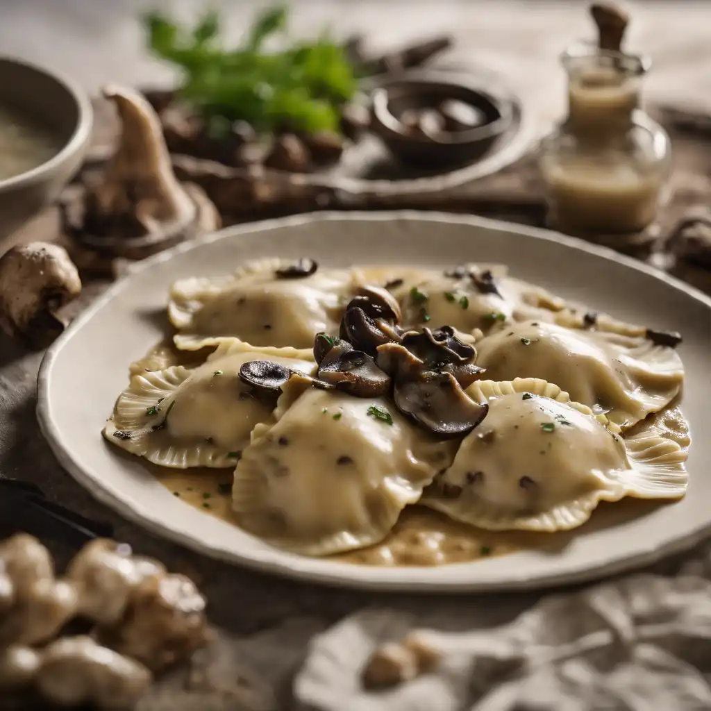 Chicken Ravioli with Dried Mushroom Sauce