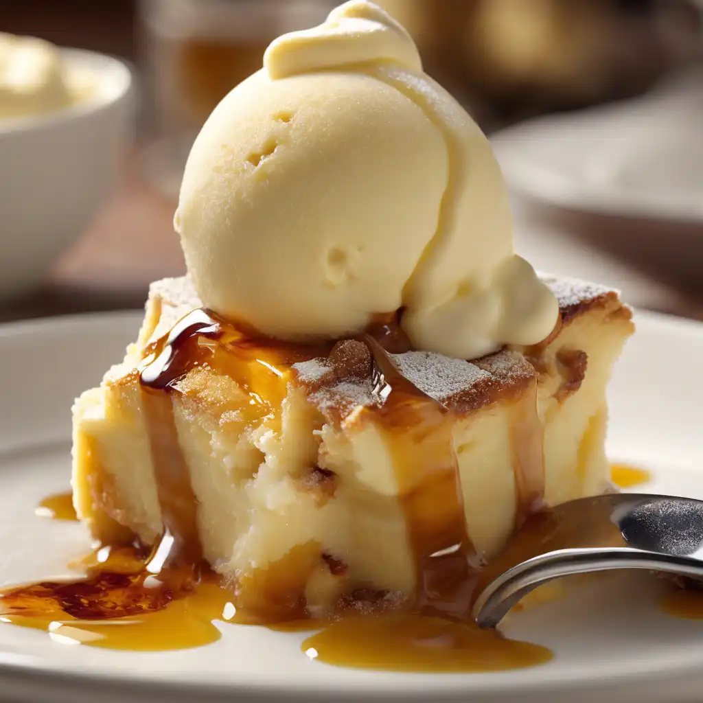 Vanilla Custard Bread Pudding with Cream Ice Cream