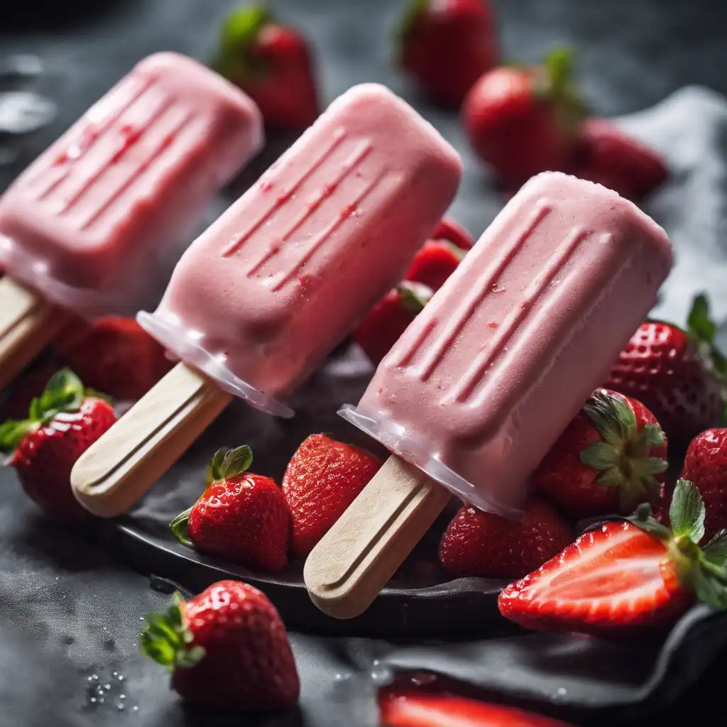 Caramelized Strawberry Ice Cream Popsicles