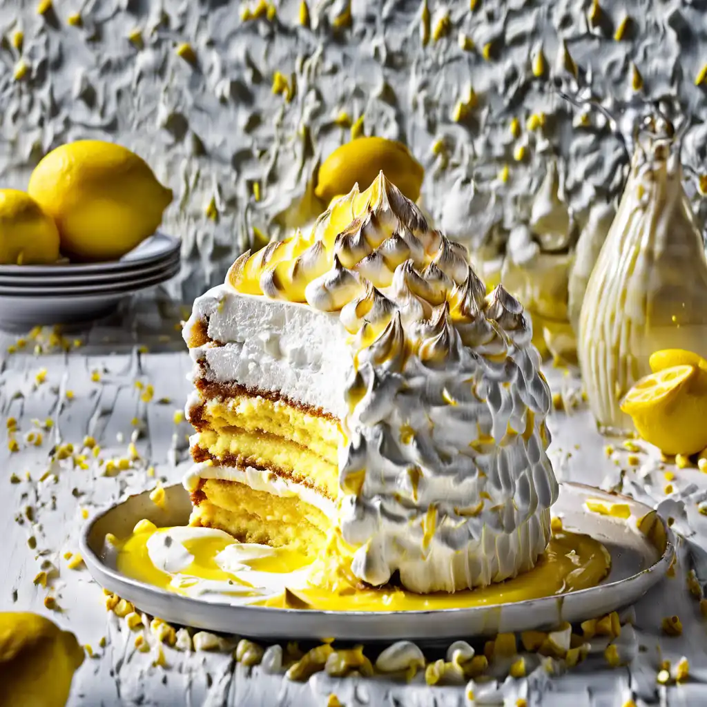 Lemon Meringue Cake with Whipped Cream