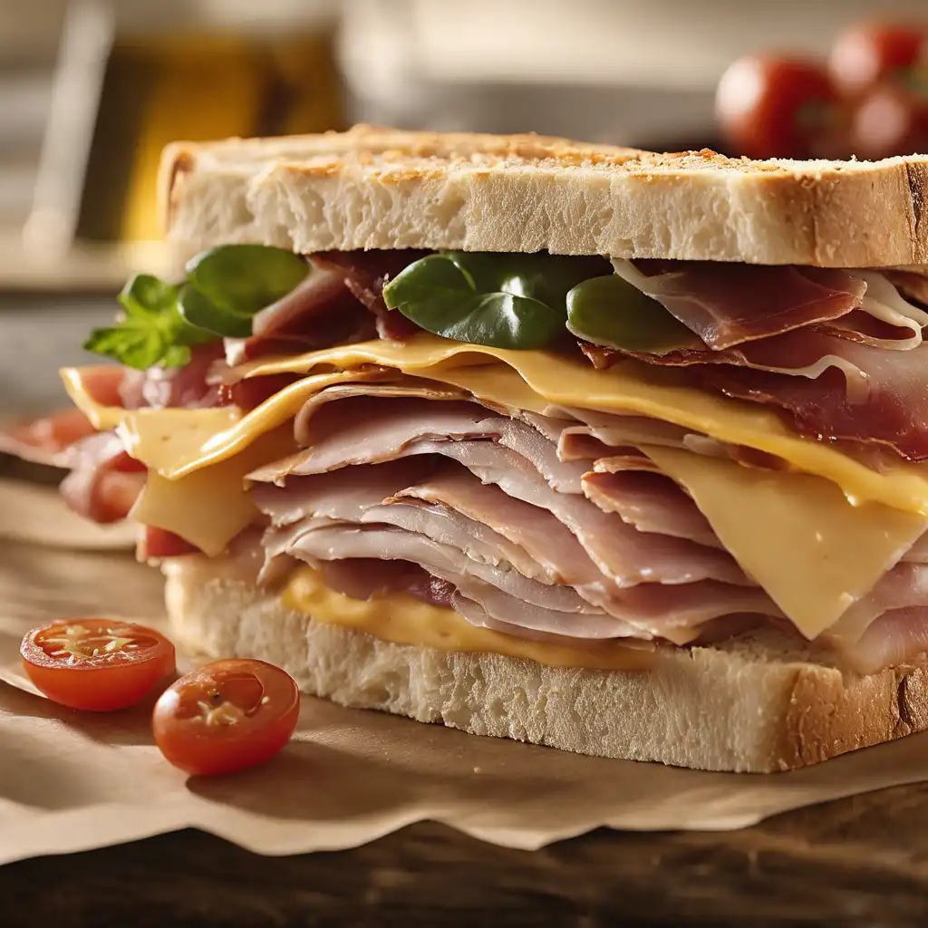 Turkey Breast Sandwich with Prosciutto and Cheese