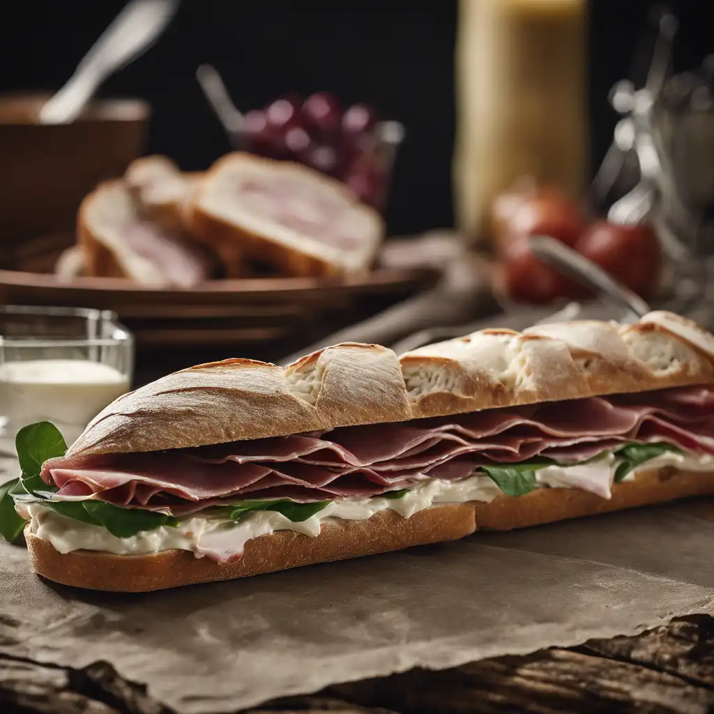 Ciabatta Turkey Sandwich with Cream Cheese and Bresaola