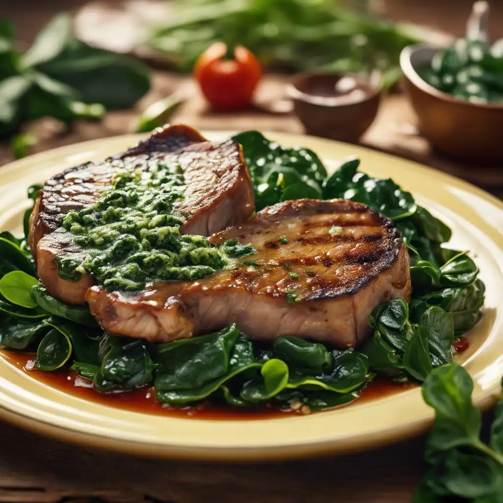 Spinach with Pork Chops