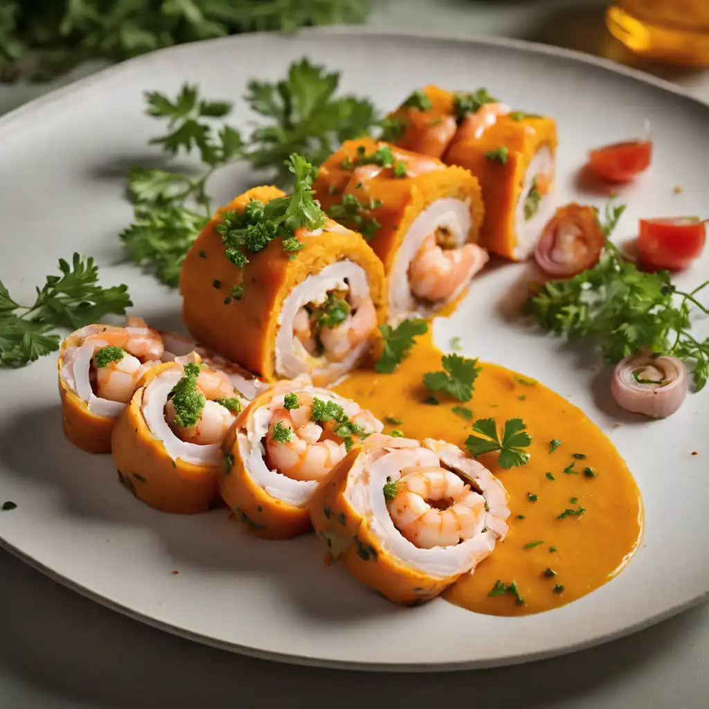 Sweet Potato Roulade with Shrimp Filling