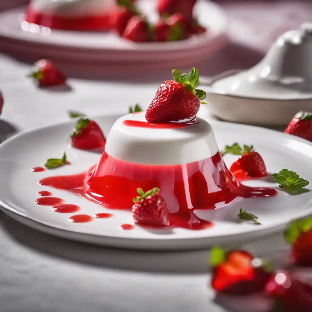 Strawberry Jellatin with Yogurt Sauce