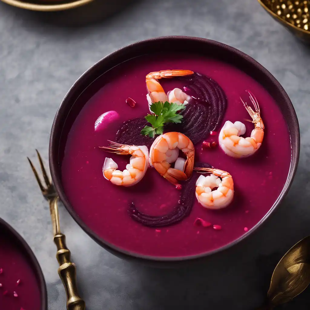 Beetroot Soup with Shrimp