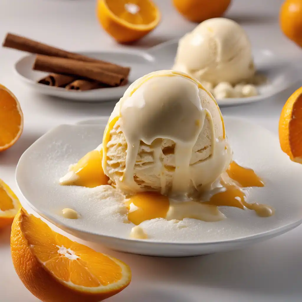 Vanilla and Cinnamon Ice Cream with Orange Syrup