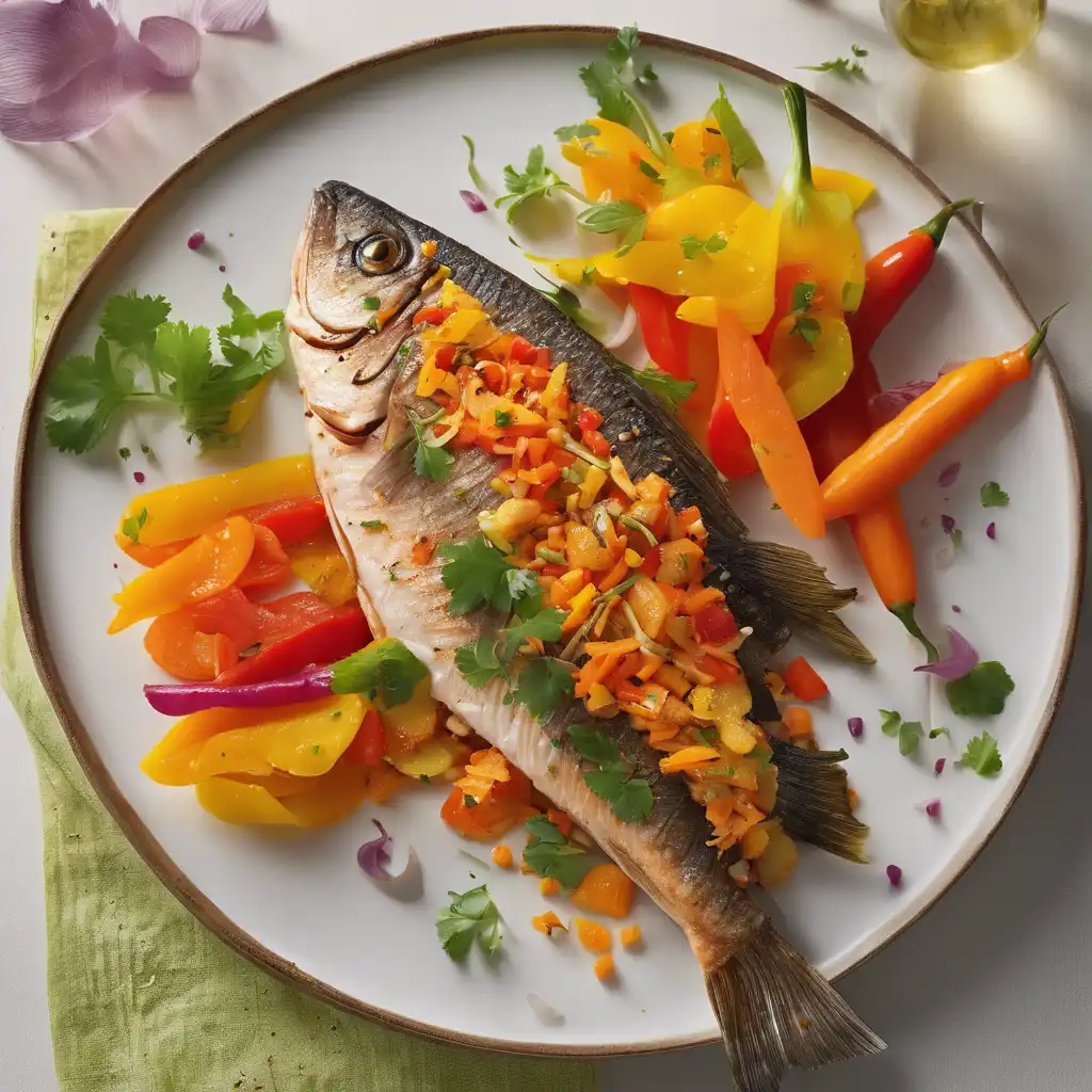 Grilled Fish with Bell Pepper and Carrot Filling