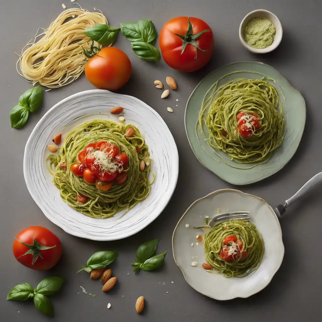 Tomato Nest with Pesto Spaghetti