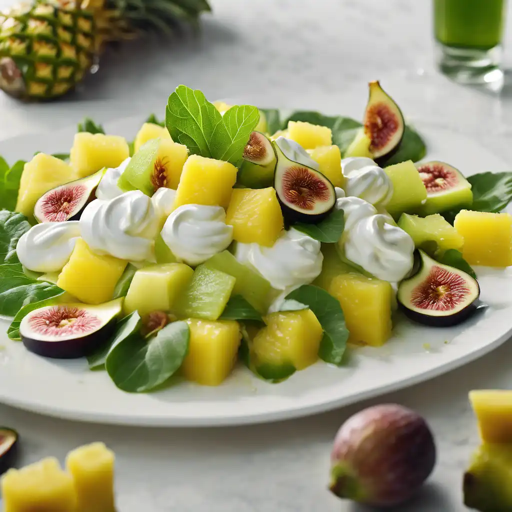 Green Fig and Pineapple Salad with Whipped Cream