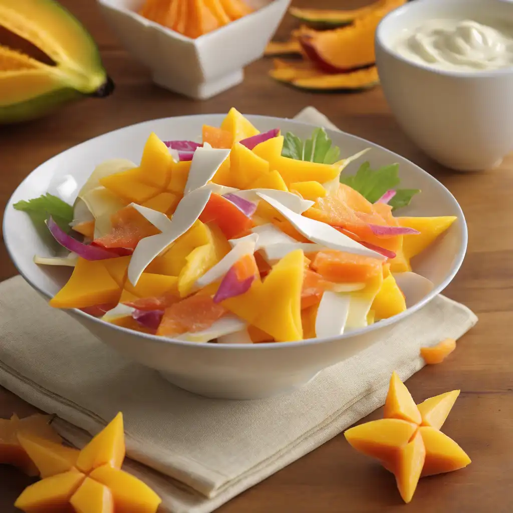 Starfruit, Mango, and Papaya Salad with Cream Cheese Dressing