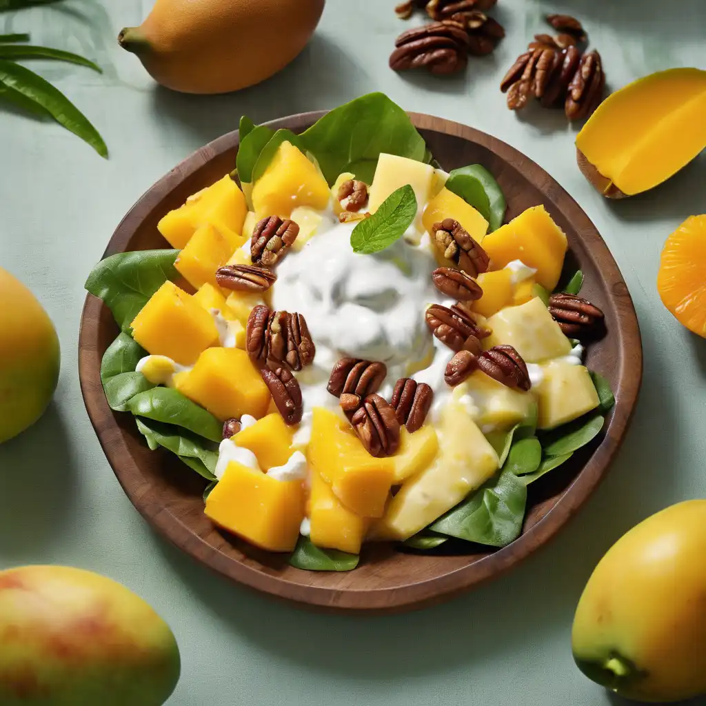 Mango, Orange, Pineapple, and Pecan Salad with Yogurt Dressing