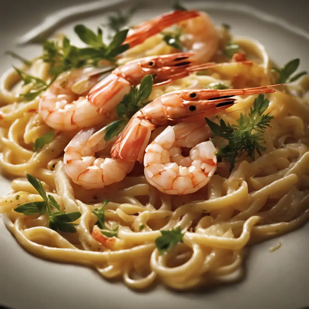 Shrimp with Grão-de-Bico and Tahine Pasta