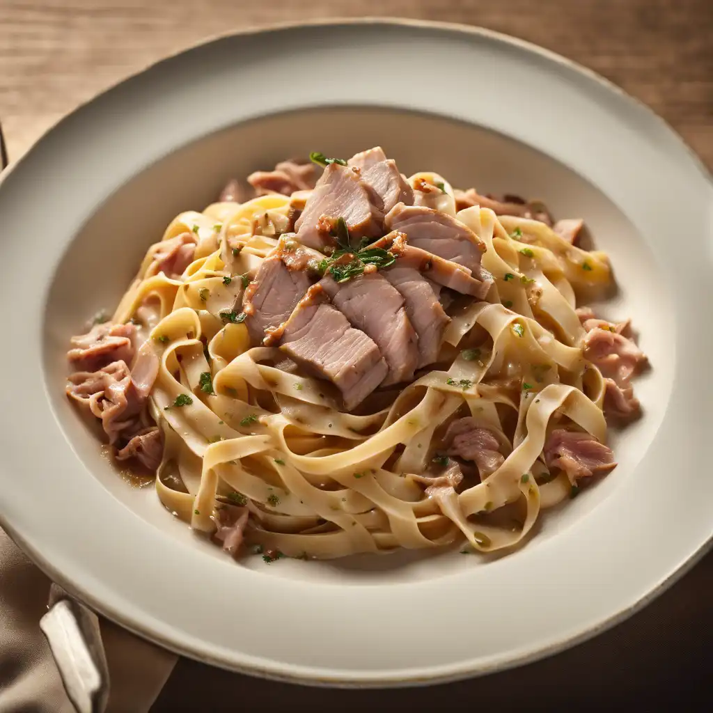 Fettuccine with abobora and pork