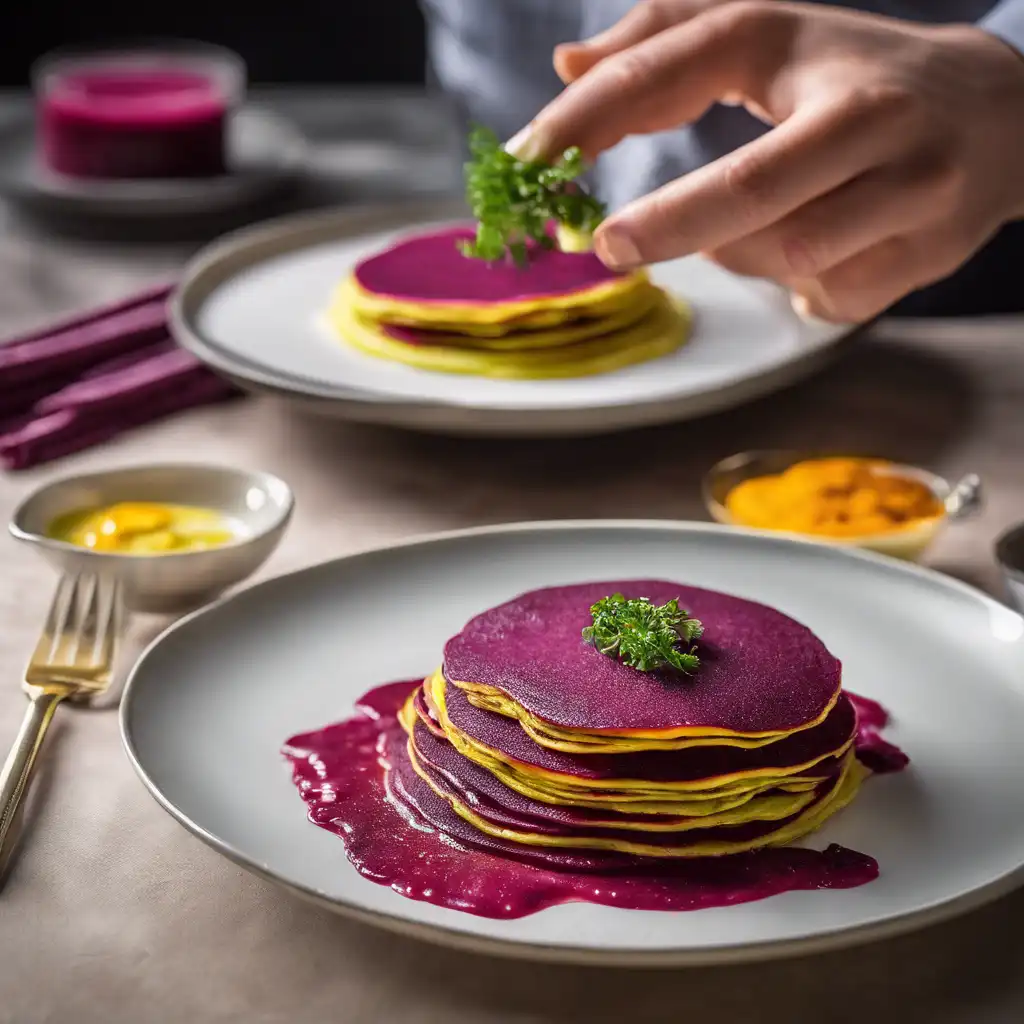 Beet Massa Pancake with Vegetable Filling