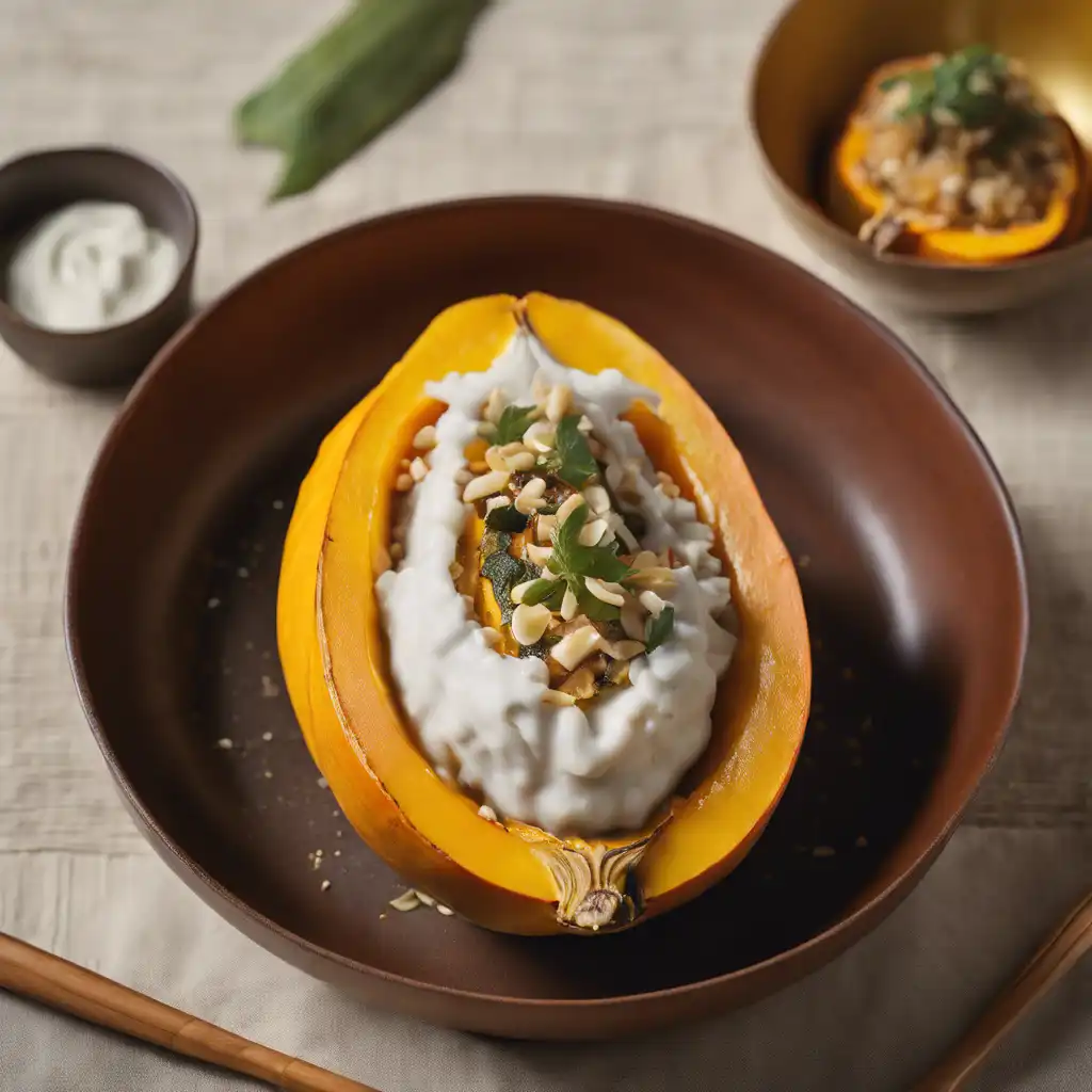 Stuffed Japanese Squash with Coconut Cream