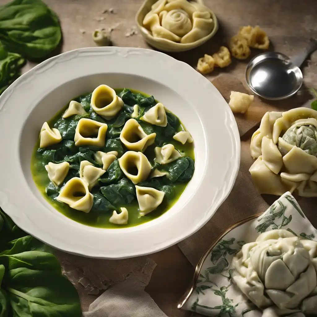 Spinach Stew with Artichoke Tortellini