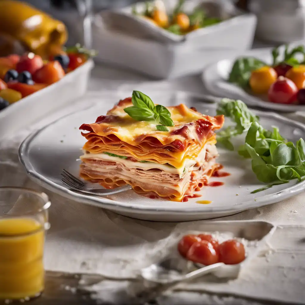 Cold Lasagna with Fruits and Smoked Chicken