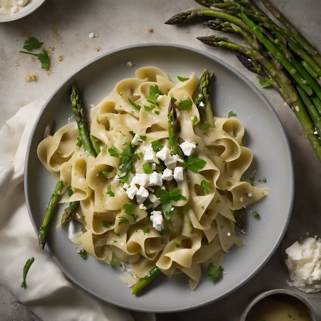 Gravy Pasta with Asparagus and Goat Cheese