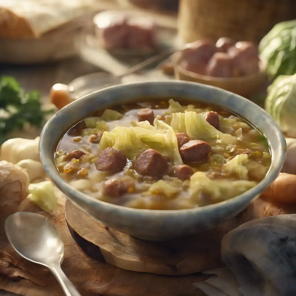 Cabbage and Sausage Soup with Funghini 