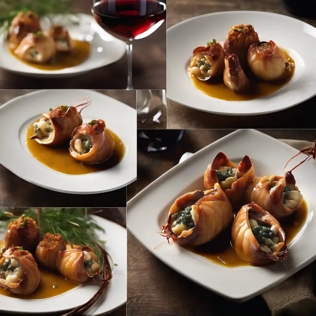 Stuffed Lulas with Wine Sauce