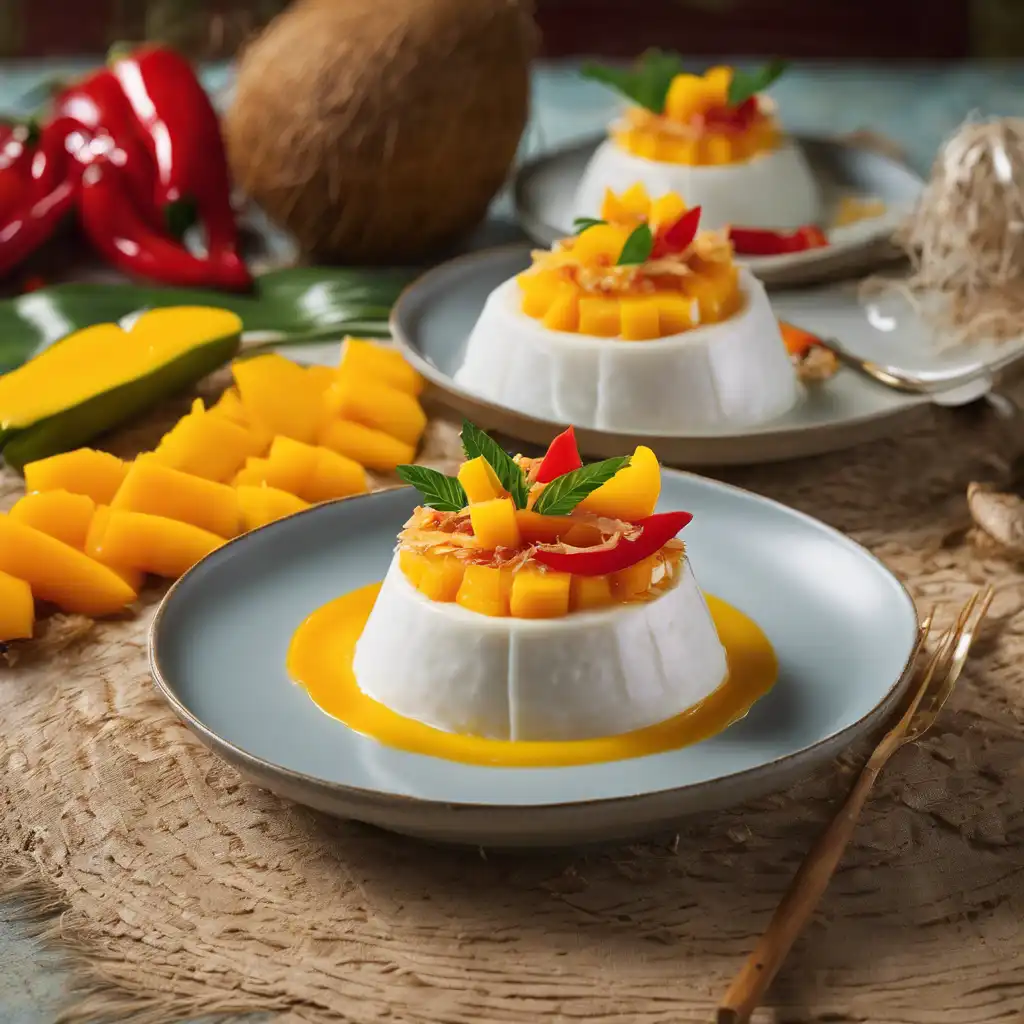 Coconut Pudding with Mango and Peppers