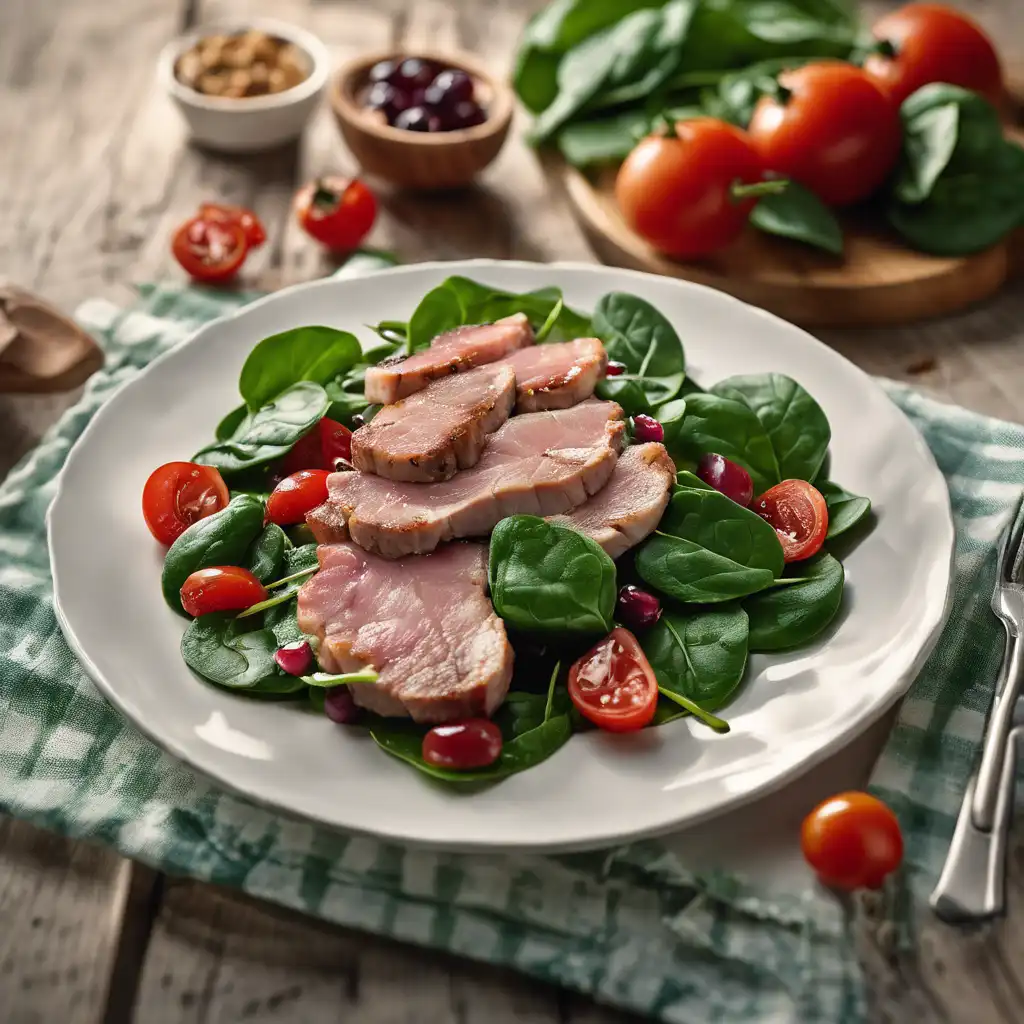 Spinach Salad with Pork Chops