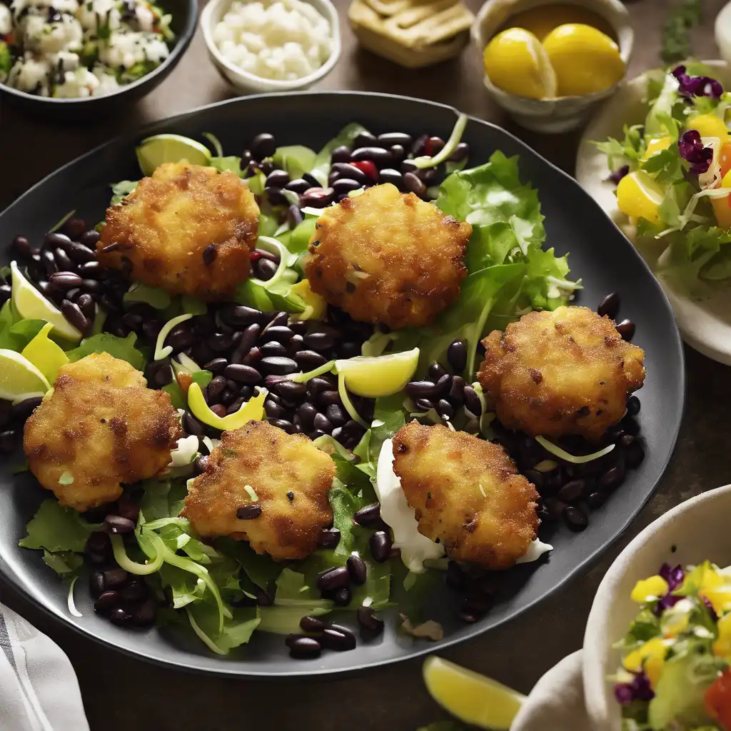 Cod Fritters with Black Bean Salad