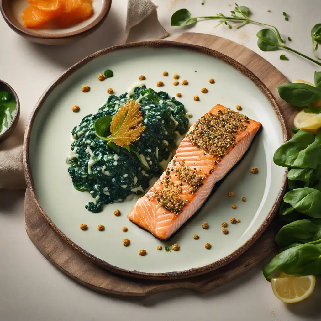 Torrified Sesame Crusted Salmon with Creamy Spinach Sauce