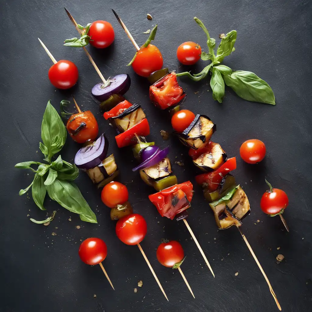 Tomato-Cherry and Eggplant Skewers