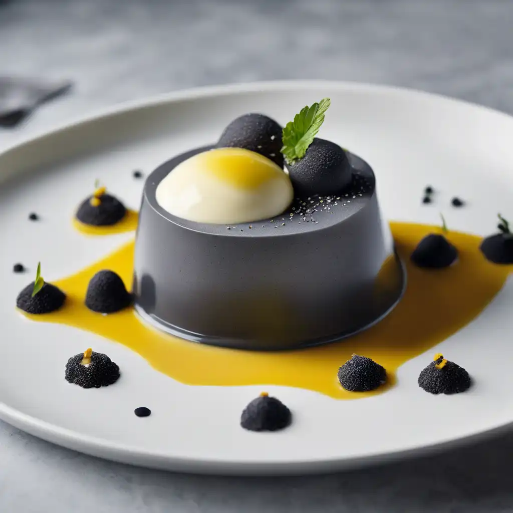 Black Sesame Panna Cotta with Yogurt Sorbet