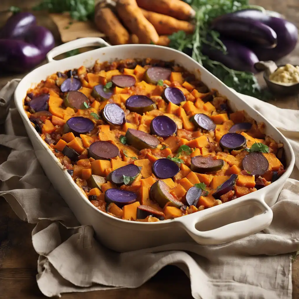 Sweet Potato, Eggplant, and Linguiça Casserole