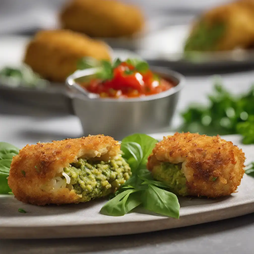 Chicken Croquettes with Pesto and Salsa